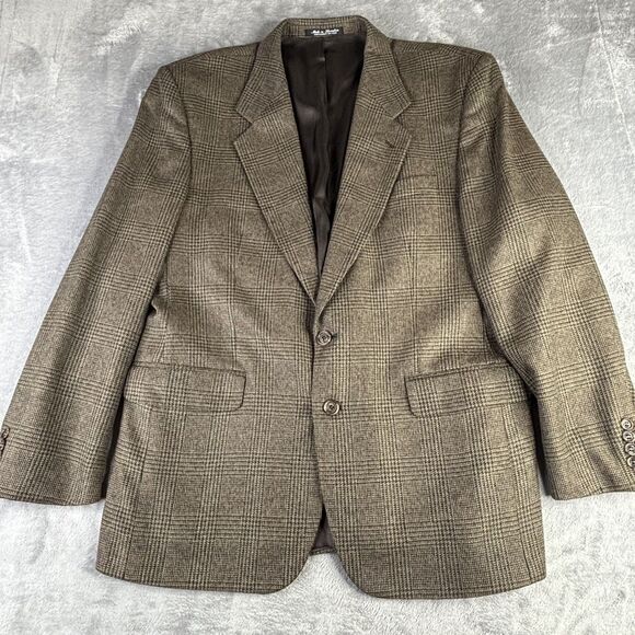 Tailors Row by Deansgate Blazer Mens 42R Plaid Silk Wool Two Button Sport Coat - Picture 2 of 10